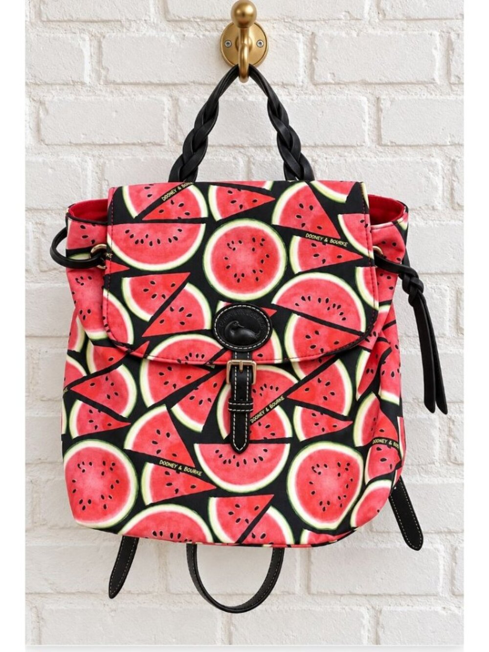 Dooney & Bourke Sandia Flap Watermelon Print Backpack Fruitcore Retro Summer